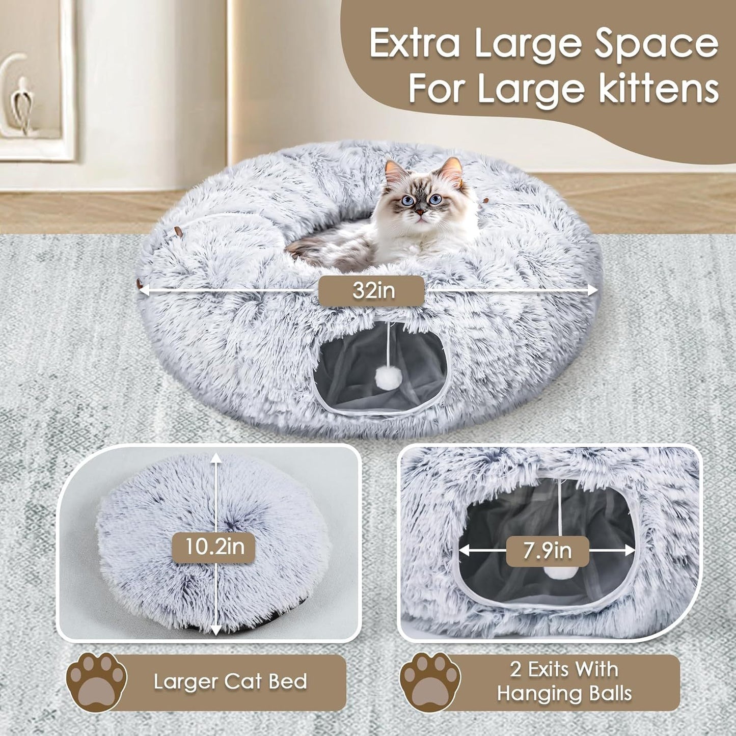 CozyPaws Cat Tunnel Bed